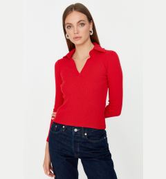 Снимка на Trendyol Red Ribbed Fitted Knitted Blouse