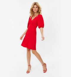 Снимка на Trendyol Red Skirt Flounced Balloon Sleeve Mini Woven Dress