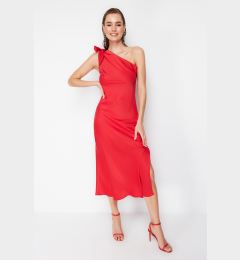 Снимка на Trendyol Red Sleeve Detailed Woven Satin Elegant Evening Dress