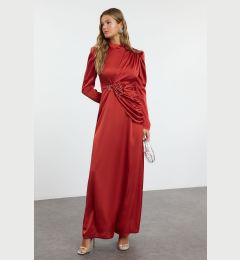 Снимка на Trendyol Red Stone Embroidered Woven Satin Evening Dress