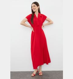 Снимка на Trendyol Red Straight A-Cut Double Breasted Neck Aerobin Midi Woven Dress