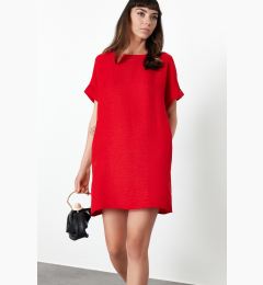 Снимка на Trendyol Red Straight Cut Mini Woven Dress