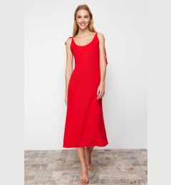 Снимка на Trendyol Red Straight Cut Slit Strappy Maxi Woven Dress