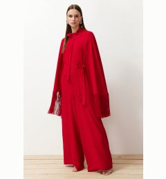 Снимка на Trendyol Red Tasseled Evening Dress Jumpsuit- Cape Suit