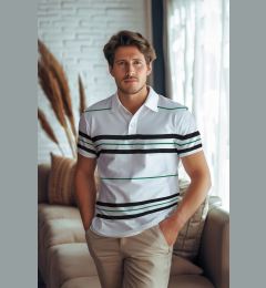 Снимка на Trendyol Regular/Normal Cut Short Sleeve Striped Pique Labeled Buttoned Polo Collar T-Shirt