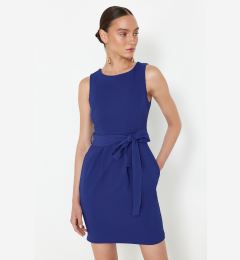 Снимка на Trendyol Saks Belted Body Wrap Crew Neck Mini Woven Dress