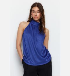 Снимка на Trendyol Saks High Collar Pleated Knitted Blouse