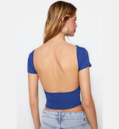 Снимка на Trendyol Sax Backless Crop Cotton Stretchy Knitted Blouse