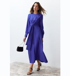 Снимка на Trendyol Saxe Blue Waist Tie Detail Woven Dress