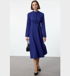 Снимка на Trendyol Saxe Stand Collar Skater/Waist Open Midi Woven Dress