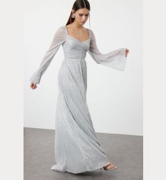 Снимка на Trendyol Silver A-Cut Knitted Evening Dress & Graduation Dress