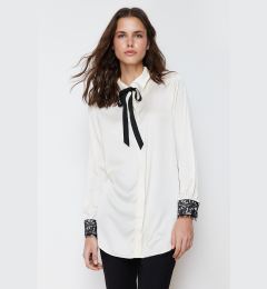 Снимка на Trendyol Stone Collar Bow and Lace Detailed Satin Woven Shirt