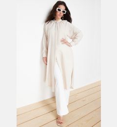 Снимка на Trendyol Stone Comfort Fit Linen Look Long Woven Shirt