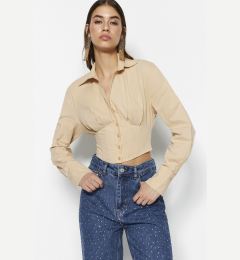 Снимка на Trendyol Stone Crop Corset Detailed Poplin Shirt