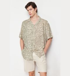 Снимка на Trendyol Stone Oversize Fit Floral Pattern 100% Viscose Short Sleeve Flowy Summer Shirt