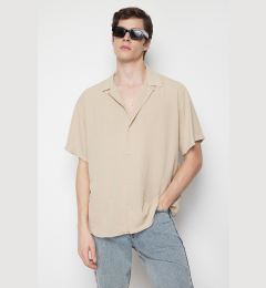 Снимка на Trendyol Stone Oversize Fit Summer Short Sleeve Linen Look Shirt