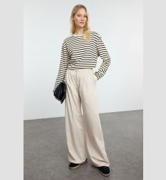 Снимка на Trendyol Stone Pleated High Waist Wide Leg Trousers