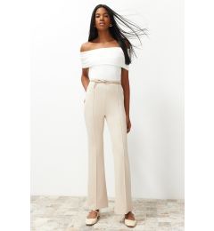 Снимка на Trendyol Stone Premium Soft Textured Ribbed Flexible Flare Trousers