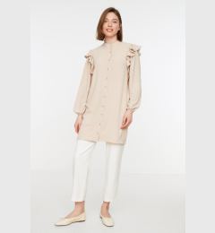 Снимка на Trendyol Stone Ruched Collar Ruffle Detail Woven Shirt