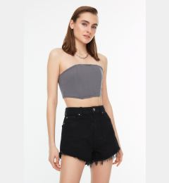 Снимка на Trendyol Tassel Detail High Waist Denim Shorts in Black