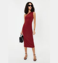 Снимка на Trendyol Tile One Shoulder Draped Fitted Stretchy Knitted Midi Pencil Dress