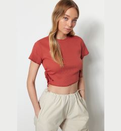 Снимка на Trendyol Tile Pleated Corduroy Knitted Blouse