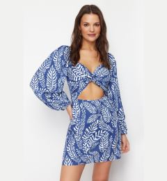 Снимка на Trendyol Tropical Patterned Mini Woven Cut Out/Window Beach Dress