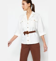 Снимка на Trendyol Weaving Ecru Shirt With Straw Belt