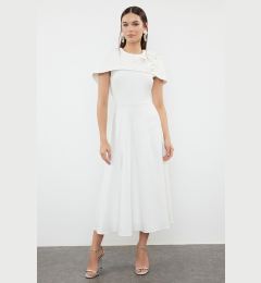 Снимка на Trendyol White A-Cut Rose Detailed Woven Elegant Evening Dress