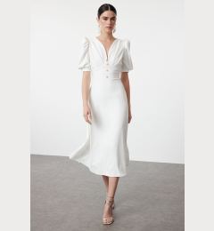 Снимка на Trendyol White A-Cut Shiny Stone Woven Elegant Evening Dress