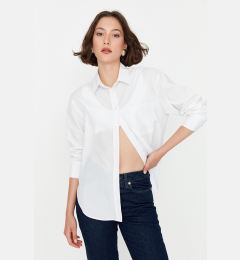 Снимка на Trendyol White Boyfriend/Wide Fit Woven Shirt