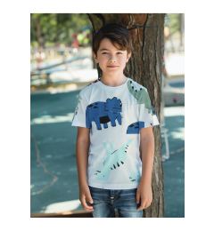 Снимка на Trendyol White Boy's Dinosaur Patterned Short Sleeve Cotton Knitted T-Shirt