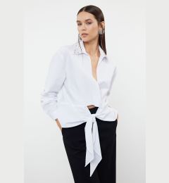 Снимка на Trendyol White Collar Woven Poplin Shirt with Stone Accessories