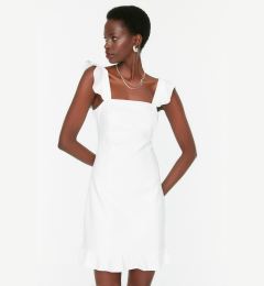 Снимка на Trendyol White Flounce Woven Dress