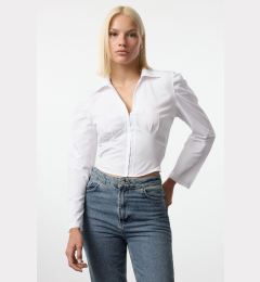 Снимка на Trendyol White Gathered Fitted Waist Woven Shirt