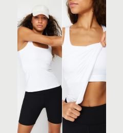 Снимка на Trendyol White Gathering 2 Layer Padded Sports Bra Square Neck Knitted Sports Top/Blouse