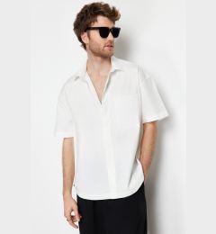 Снимка на Trendyol White Oversize Fit Shirt with Hem Stopper Accessory