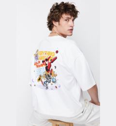 Снимка на Trendyol White Oversize/Wide Cut Space Printed 100% T-Shirt