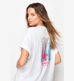 Снимка на Trendyol White Printed on the Front and Back for Boyfriend/Wide Fit Knitted T-Shirt