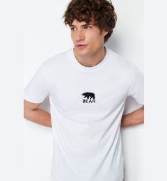 Снимка на Trendyol White Regular Cut Bear/Animal Embroidered 100% Cotton Short Sleeve T-Shirt