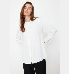 Снимка на Trendyol White Ruffle Collar Crepe Elegant Woven Shirt