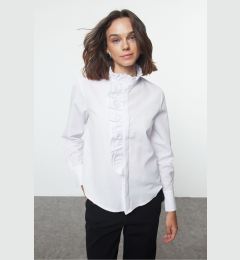 Снимка на Trendyol White Ruffle Detailed Regular Fit Woven Shirt