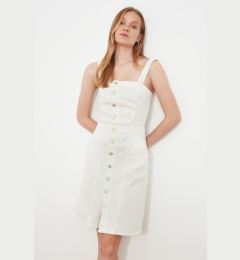 Снимка на Trendyol White Strap Front Buttoned Denim Dress