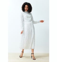 Снимка на Trendyol White Textured Quality Polka Dot Lined Woven Dress