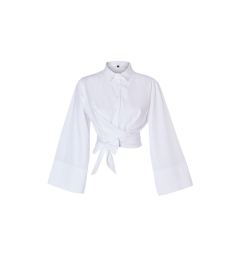 Снимка на Trendyol White Tie Detail Regular Regular Pattern Woven Shirt