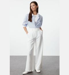 Снимка на Trendyol White Waist Detailed Straight Cut Woven Trousers