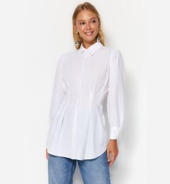 Снимка на Trendyol White Waisted Woven Shirt with Pearl Detail