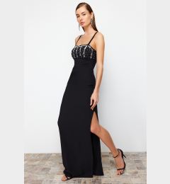 Снимка на Trendyol Woven Long Evening Dress with Black Stone Accessories