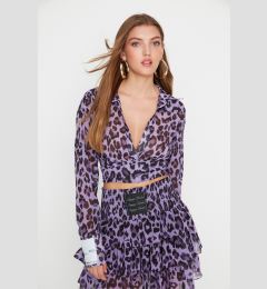 Снимка на Trendyol X Sagaza Studio Purple Leopard Printed Chiffon Shirt