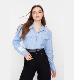 Снимка на Trendyol X Sagaza Studio White-Blue Pocket Detailed Shirt